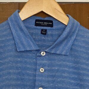 PETER MILLAR Coll Cotton/Linen Slub S/S Polo Size Large